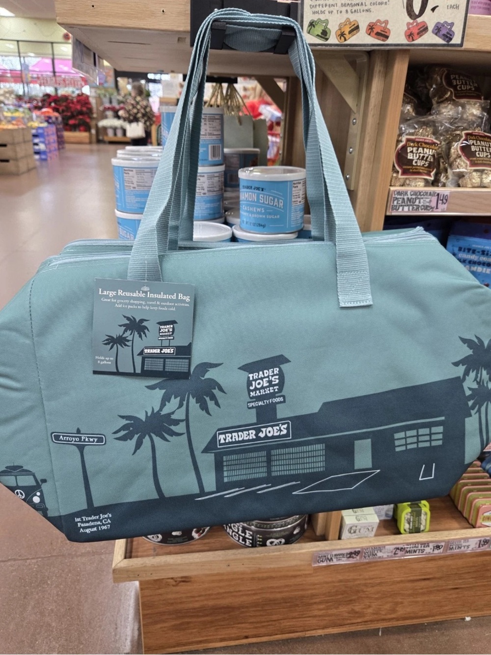 NWT Trader Joe's large Teal Reusable Insulated Grocery Tote 2026 limited edition